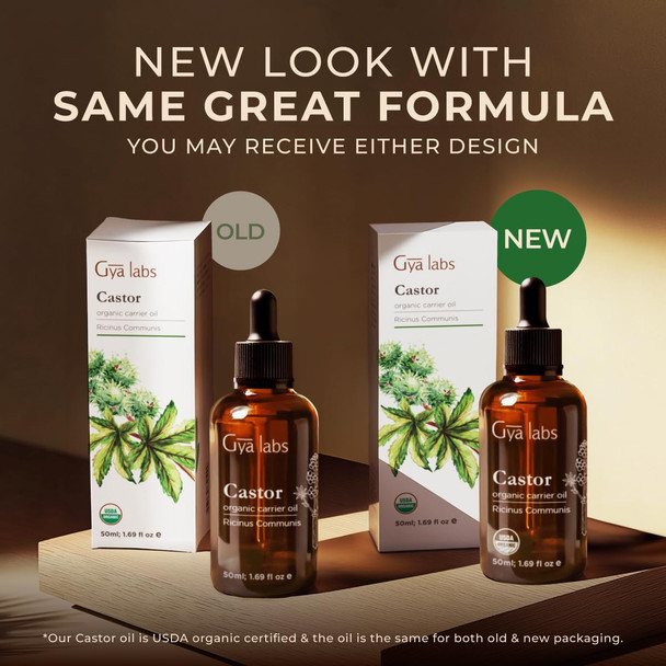 Gya Labs USDA Organic Castor Oil - 1.69 Fl Oz - Carrier Oil for Hair Skin Face Scalp & Body Massage