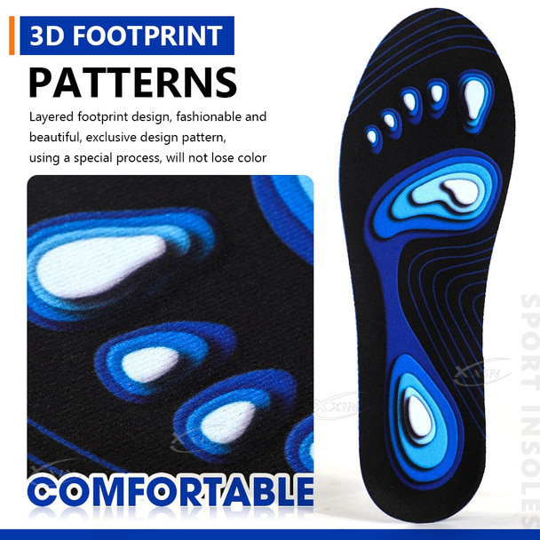 Aningboy Elastic Sports Insole Memory Silicone Gel Insoles Breathable Shoe Inserts Men Women Comfortable Shoe Pad Size 34-45