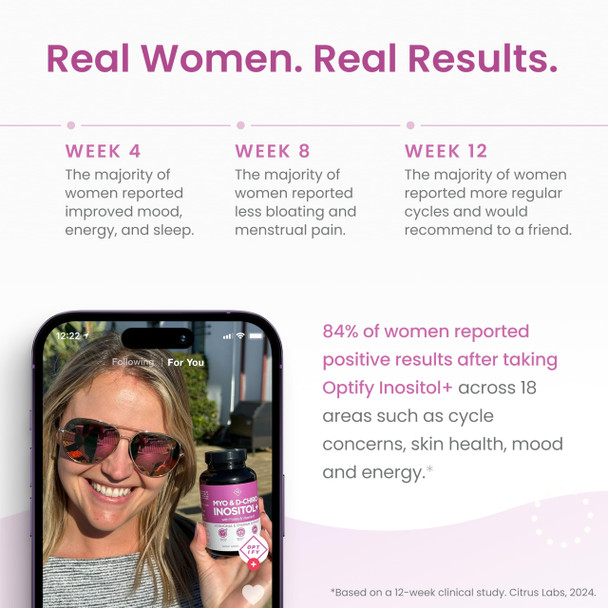 Optify Myo-Inositol & D-Chiro Inositol Supplement for Women – 40:1 Ratio Plus Folate and Vitamin D – Support Healthy Hormonal Balance Regular Cycles & Ovarian Health – 30-Day Supply