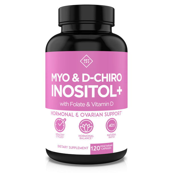 Optify Myo-Inositol & D-Chiro Inositol Supplement for Women – 40:1 Ratio Plus Folate and Vitamin D – Support Healthy Hormonal Balance Regular Cycles & Ovarian Health – 30-Day Supply