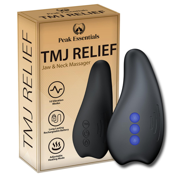Peak Essentials TMJ Relief Products Jaw Massager with Advanced Heating Modes - TMJ Massager - Jaw Massager TMJ - Ergonomic TMJ Massage Tool - Gentle Vibrations and Heat for Pain Relief, Tension, and Stiffness