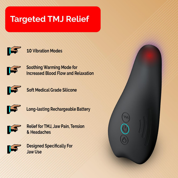 Peak Essentials TMJ Relief Products Jaw Massager with Advanced Heating Modes - TMJ Massager - Jaw Massager TMJ - Ergonomic TMJ Massage Tool - Gentle Vibrations and Heat for Pain Relief, Tension, and Stiffness