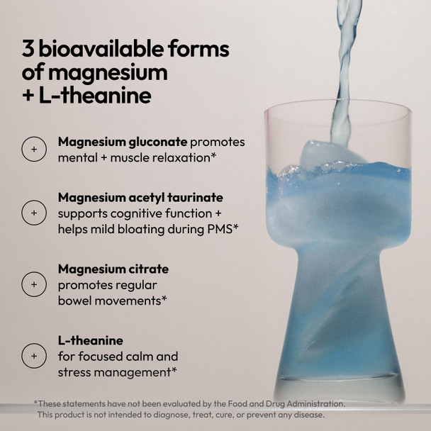 Moon Juice Magnesi-Om Magnesium Powder Supplement - Chelated Magnesium Complex + L-Theanine Blend for Rest Relaxation & Regularity - Vegan Non-GMO & No Sugar Blue Lemon 4.2 oz 30 Servings