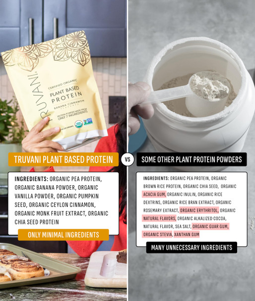Truvani Vegan Pea Protein Powder | Banana Cinnamon | 20g Organic Plant Based Protein | 1 Serving | Keto | Gluten & Dairy Free | Low Carb | No Added Sugar