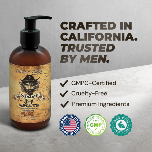 DeadeyeDick s 3-in-1 Shave Butter | Natural shaving cream mens & women | shaving cream sensitive skin formula | shave cream for Face Head & Body | Irritation-Free Shave Cream | 8 FL Oz