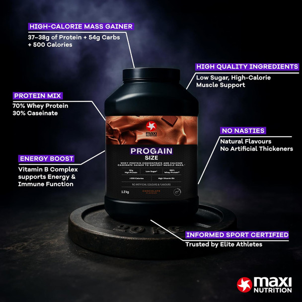 MaxiNutrition Progain | Whey Protein Powder Sports Supplement Shake for Size and Mass | Chocolate 1.2kg