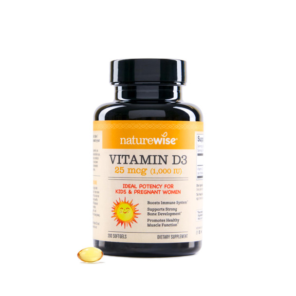 NatureWise Vitamin D3 1000iu (25 mcg) 200-Day Supply for Immune Support Healthy Muscle Function and Bone Health - Non-GMO Gluten Free in Organic Extra Virgin Olive Oil (Mini Softgel) 200 Count