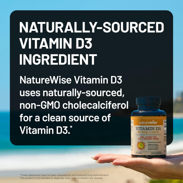 NatureWise Vitamin D3 1000iu (25 mcg) 1-Year Supply for Immune Support Healthy Muscle Function and Bone Health - Non-GMO Gluten Free in Organic Extra Virgin Olive Oil (Mini Softgel) 360 Count