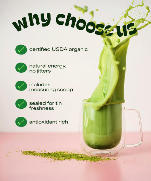 Matcha DNA Organic Matcha Powder - XXL 16oz TIN – Matcha Green Tea - USDA Organic Gluten-Free Vegan Unsweetened No Additives - Everyday Green Macha Powder Tea for Lattes Smoothies Baking & Recipes