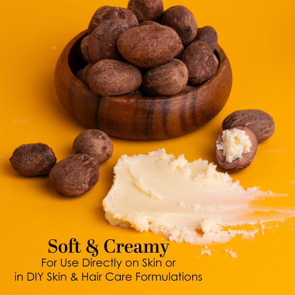 Raw Shea Butter - 100% Pure African Unrefined Shea Butter with Natural Smoky Scent | Moisturizer for Dry Skin & Hair DIY Body Butter Soap Lip Balm - 1 lb Bar