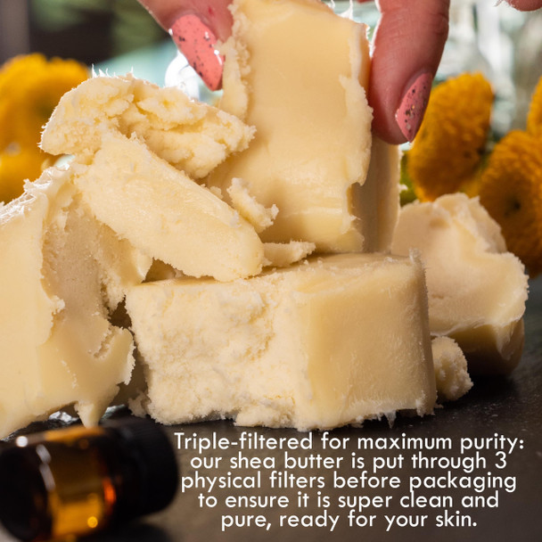 Raw Shea Butter – 100% Pure Unrefined African Shea Butter with Natural Smoky Scent | Deep Moisturizer for Dry Skin Hair & Scalp | DIY Body Butter Lip Balm & Soap Base (8 oz Block)