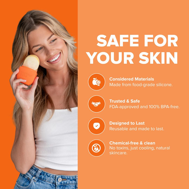 Contour Cube Original - Ice Roller for Sculpting & De-Puffing - Face Ice Roller & Massager with BPA-Free Silicone - Ice Mold for Face - Skin Care Tools for Daily Skincare (180ml) - Peach