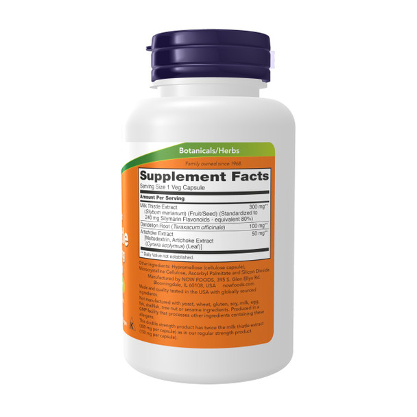 NOW Foods Supplements Silymarin Milk Thistle Extract 300 mg with Artichoke and Dandelion Double Strength Supports Liver Function 100 Veg Capsules