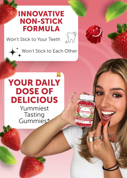 Lunakai USA Made KSM-66 Ashwagandha Gummies for Women & Men – Daily Vegan Supplement for Stress Mood & Sleep Support 60ct