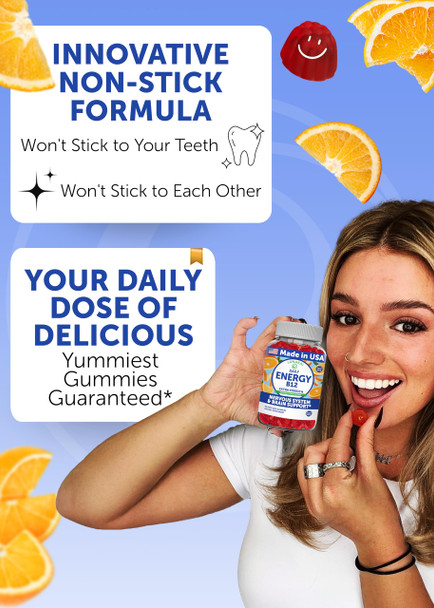 Lunakai USA Made Vegan Energy Gummies – Daily Energy Supplements – 3000mcg Vitamin B12 Gummies for Women & Men – for Home or On‑the‑Go Use 60ct