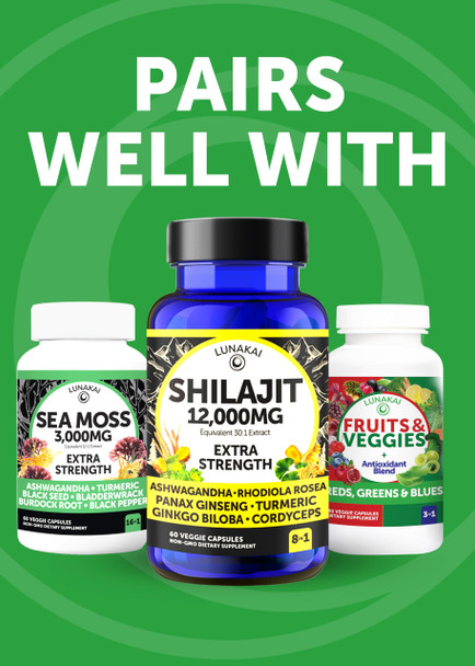 Lunakai USA Made Superfood Fruits & Veggies Supplement - All-in-One with 4 Blends & Scented Capsules 180ct Super Veggie Capsules for Adults