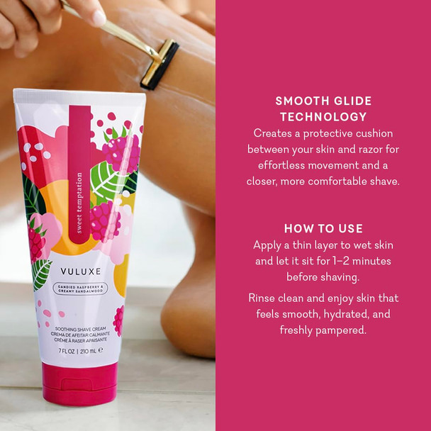 Pure Romance - Vuluxe Shaving Cream for Women - Sweet Temptation (7 fl oz) - Prevents Razor Bumps & Irritation - Orchid Blackberries Vanilla - Foaming Shave Cream Moisturizer - Skin Care & Self Care