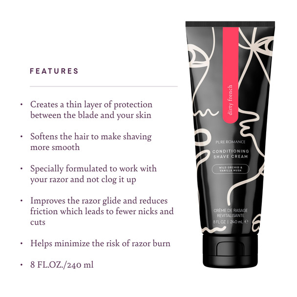 Pure Romance Coochy Cream Conditioning Scented Shave Cream Shaving Cream for Women to Experience their Smoothest Bikini Area Legs and Underarms Dirty French