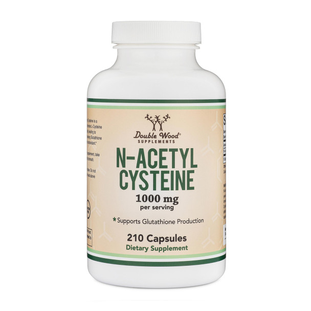 NAC Supplement (N-Acetyl Cysteine) - 99%+ Purity Tested - (1,000mg Per Serving 500mg Per Cap 210 Capsules) (Third Party Tested) with Odor Masking Technology to Boost Glutathione Levels by Double Wood