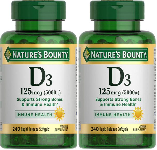 Nature s Bounty Vitamin D3 5000 IU Softgels Rapid Release Immune Support Vitamin D Supplements 150 Ct