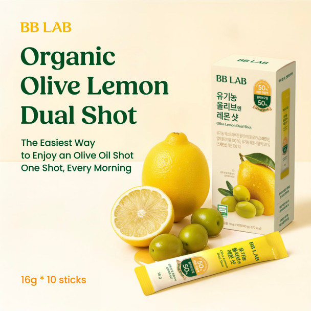 BB LAB Organic Olive & Lemon Dual Shot 50:50 Ratio Cold-Pressed Extra Virgin Olive Oil & NFC Lemon Juice 16g*10 Sticks