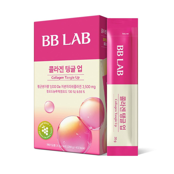 BB LAB Collagen Tangle Up Jelly Stick Green Grape Flavor 3,500mg Low Molecular Fish Collagen Inner Beauty with 20 Functional Ingredients Chewy Texture 20g x 14 Sticks