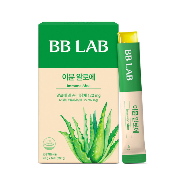 BB LAB Immune Aloe Jelly Sticks – Aloe Vera Gel with Immune Polysaccharides Digestive & Skin Wellness Support 20g of 14 Sticks