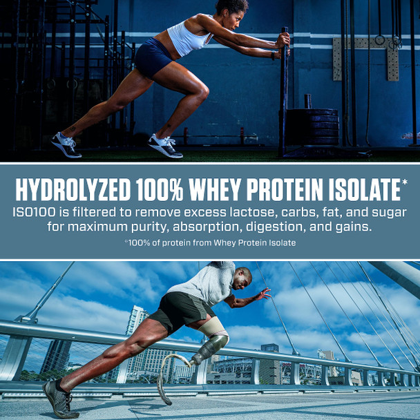Dymatize x Birthday Cake Pebbles ISO100 Whey Protein Powder Isolate 25g of Protein 20 Servings 55g BCAAs 120 Cal. Gluten Free 1g Fat 1g Sugar 2g Carb