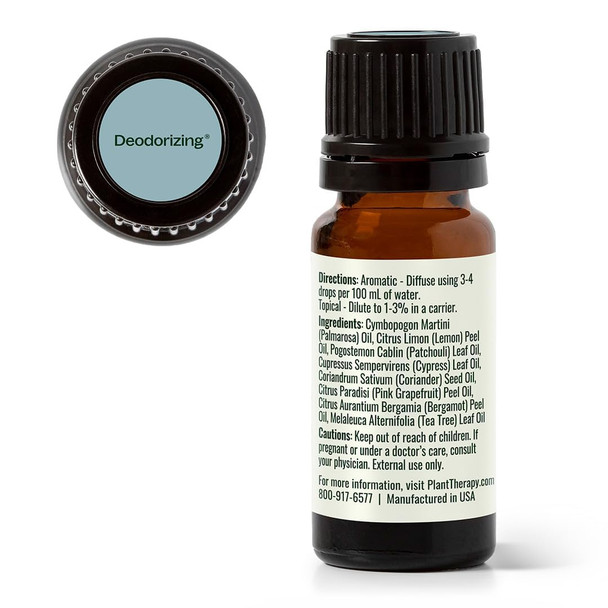 Plant Therapy Deodorizing Essential Oil Blend 10 mL (1/3 oz) Pure Essential Oils Undiluted Therapeutic Grade Ideal for Household Cleaning & Deodorizing