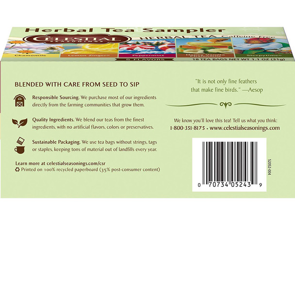 Celestial Seasonings Herbal Tea Tea Sampler 18 Count (Pack of 6)