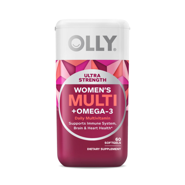 OLLY Ultra Strength Womens Multi Softgels Overall Health and Immune Support Omega-3s Iron Vitamins A D C E B12 Daily Multivitamin 30 Day Supply - 60 Count