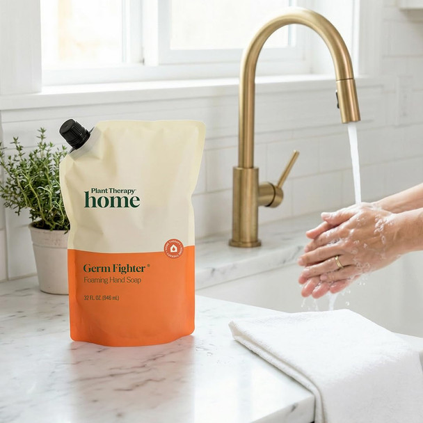 Plant Therapy Home Germ Fighter Foaming Hand Soap Refill 32 oz Naturally Scented with Pure Essential Oils Gentle for Everyday Use Enough for Four 8 Oz Bottles Scented with Pure Essential Oils