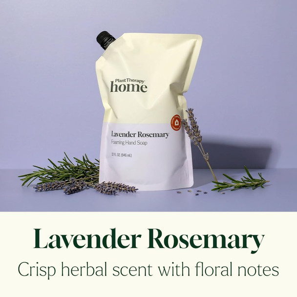 Plant Therapy Home Lavender Rosemary Foaming Hand Soap Refill 32 oz Refreshing & Natural Herbal Scent Gentle Plant-Based Ingredients Enough for Four 8 Oz Bottles Scented with Pure Essential Oils
