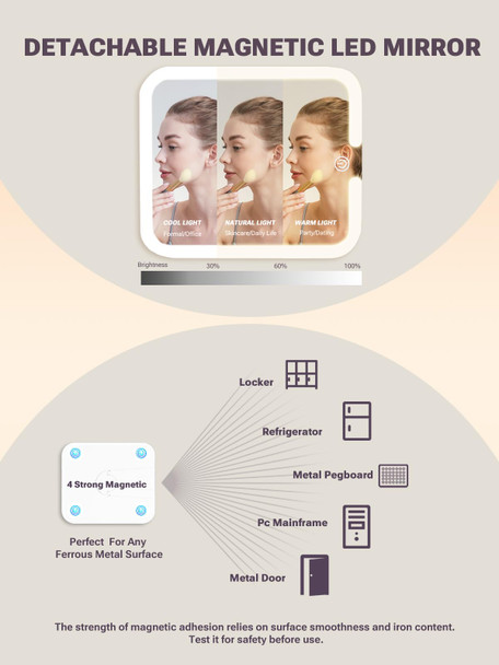 Qislee Makeup Box with A Detachable Lighted Mirror Waterproof Travel Train Case Cosmetic Organizer Bag and Makeup Suitcase with Adjustable Dividers Magnetic LED Mirror (Bling Gold)