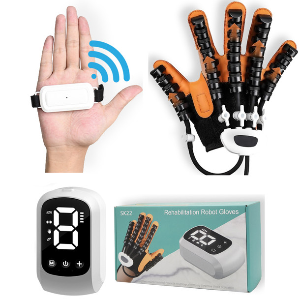 SK22 Hand Training Robot Gloves - USB Plastic Finger Function Training Equipment for Hand Exercises Gloves for Workout ( L - Right )