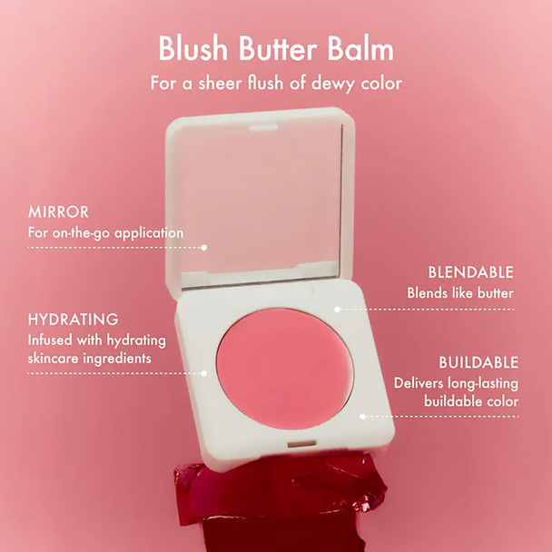 Summer Fridays Blush Butter Balm - Skincare-Infused Hydrating Cream Blush with Hyaluronic Acid Ceramides & Shea Butter for a Dewy Flush of Color - Cheek and Lip Tint - Pink Sunset (0.14 Oz)