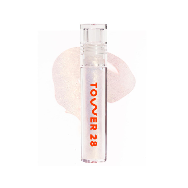 Tower 28 ShineOn Lip Gloss Jelly - Hydrating Lip Balm + Shimmery Gloss for Sensitive Lips - Non-Sticky + High-Shine Jelly Formula with Nourishing Oil Blend - Magic - Gold Shimmer (013)