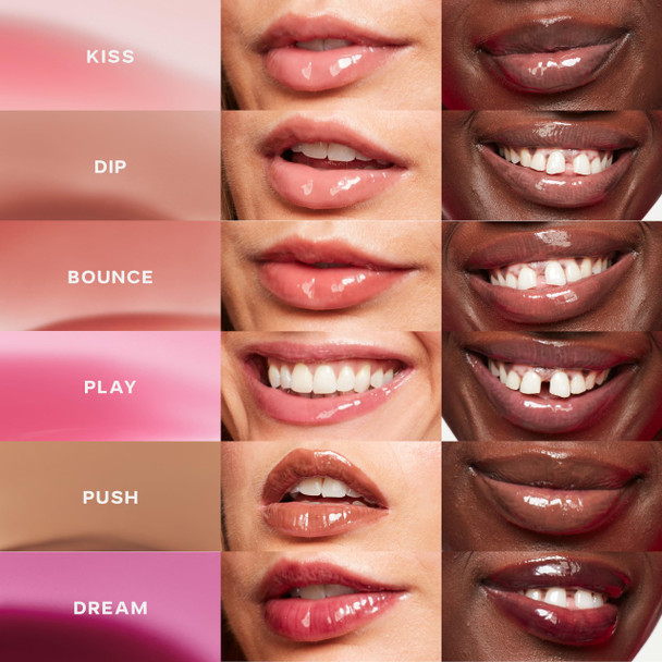 Saie Glossybounce - Hydrating Lip Gloss and Tinted Lip Oil Hybrid with Hyaluronic Acid & Jojoba Oil for Non-Sticky Ultra-Shiny Plump & Soft Lips - Everyday Makeup Essential - Play (.17 oz)