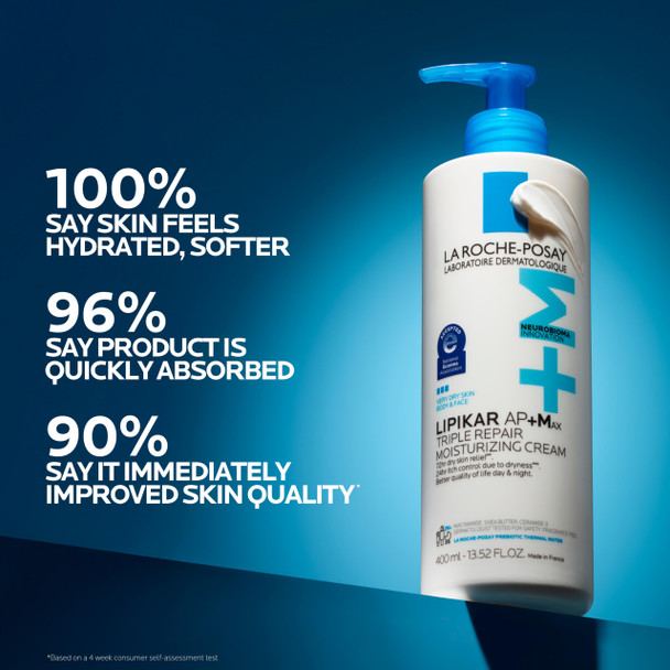La Roche Posay Lipikar AP+MAX Triple Repair Moisturizing Body Cream  Face and Body Lotion for Dry Skin with Shea Butter and Niacinamide Gentle Moisturizer for Very Dry Rough and Sensitive Skin