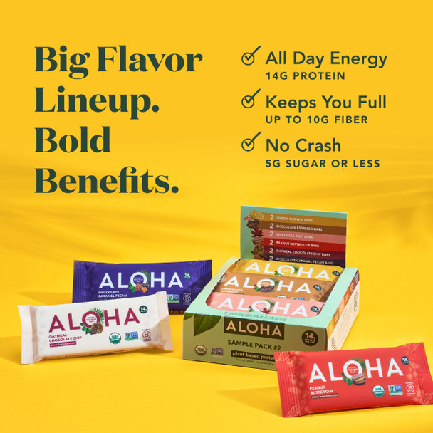 ALOHA Organic Plant Based Protein Bars - Sampler Pack 2nd Edition - 12 Bars Vegan Low Sugar Gluten-Free Paleo Low Carb Non-GMO No Stevia No Erythritol