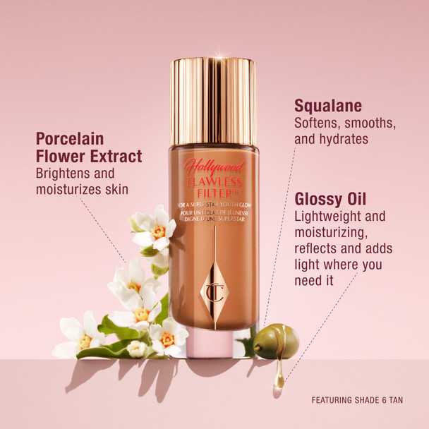 Charlotte Tilbury Hollywood Flawless Filter - Multi‑Use Makeup Primer Complexion Booster & Illuminating Liquid Highlighter with Sheer Coverage - Smooths & Blurs Skin