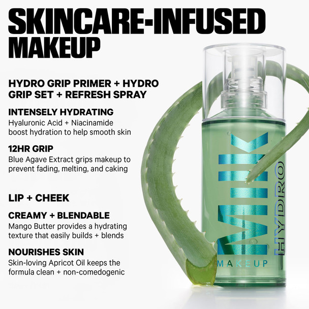 Milk Makeup Hydro Grip Primer with Hyaluronic Acid + Niacinamide – Hydrating Face Primer Grips Makeup for Up to 12 Hours – Silicone-Free Lightweight Gel with Dewy Finish