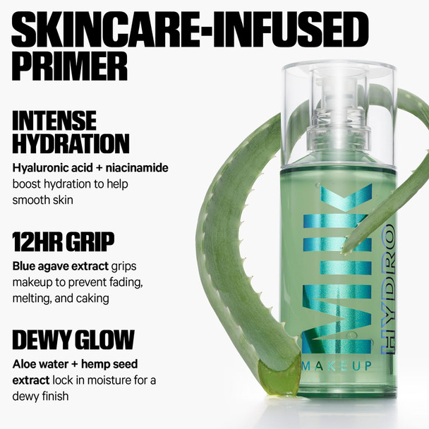 Milk Makeup Hydro Grip Primer with Hyaluronic Acid + Niacinamide – Hydrating Face Primer Grips Makeup for Up to 12 Hours – Silicone-Free Lightweight Gel with Dewy Finish
