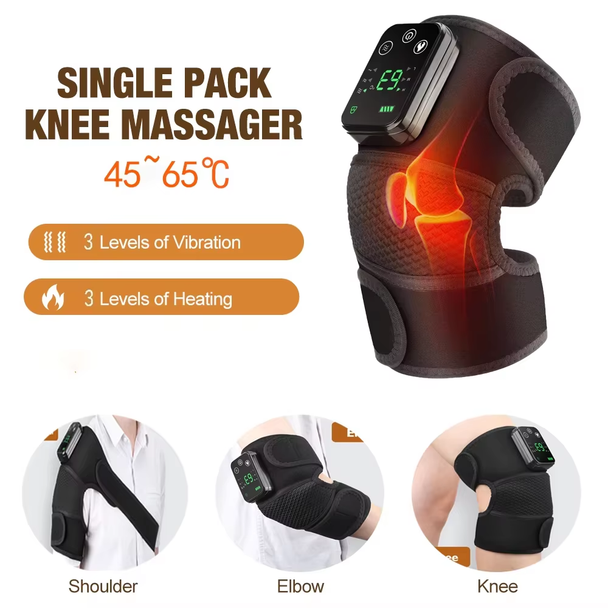PASTSKY Cordless Heated Knee Massager Knee Massager with Heat Knee Massager for Pain Relief Knee Heating Pad for Knee Pain Relief FSA Eligible HSA Heated Knee Brace Wrap Black