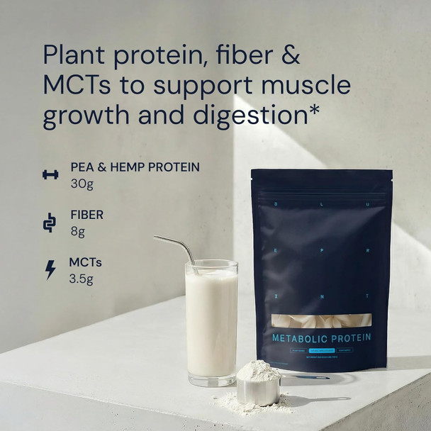 Blueprint Bryan Johnson Vegan Protein Meal Replacement  Plant Based Hemp Protein with 30g Protein Per Serving  Low Calorie Flavored Protein for Women and  Men  Dairy Free  15 Servings  Vanilla