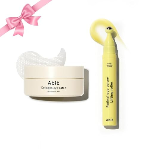 Abib Special Eye Care Duo : Collagen Eye Patch & Retinal Serum Lifting Roller Korean Skincare s For Mothers Anti-Wrinkle Dark Circles With Caffeine & Bakuchiol For Under Eyes