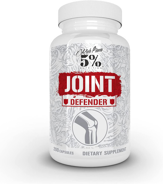 Rich Piana 5% Nutrition Joint Defender Maximum Joint Support Supplement | Collagen, Glucosamine, Chondroitin, Turmeric Curcumin with Black Pepper, MSM, Hyaluronic Acid | 200 Capsules, 25 Servings
