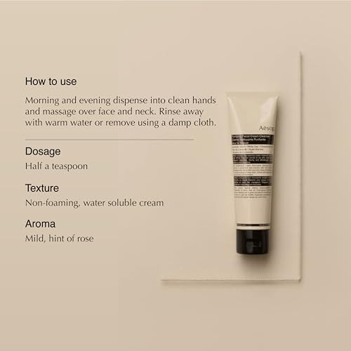 Aesop Purifying Facial Cream Cleanser | Gentle Formula With White Clay & Lavender Stem To Soften & Cleanse Skin | 100 Ml / 3.4 Oz