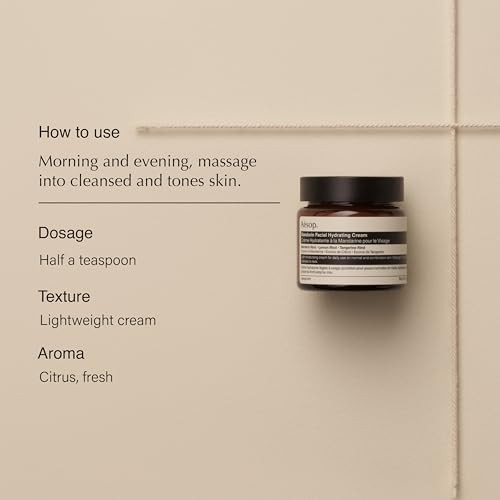 Aesop Mandarin Facial Hydrating Cream | Cools Tones And Balances Normal And Combination Skin | Mandarin Rind Lemon Rind Tangerine Rind | 2.1 Oz / 60 Ml