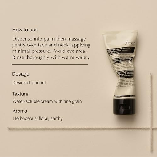 Aesop Purifying Facial Exfoliant Paste | Refresh Cleanse Soften Skin | Cream Based Cleanser Enhanced With Fine Quartz Rosemary Leaf Lactic Acid | 2.6Oz / 75Ml